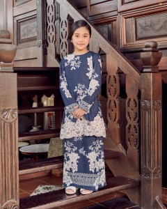 CELINA LACE KURUNG (KID) - NAVY