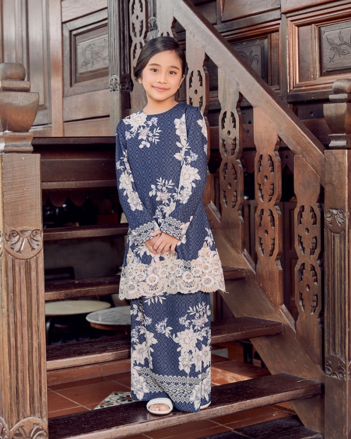 CELINA LACE KURUNG (KID) - NAVY