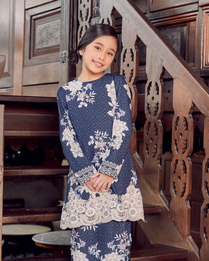 CELINA LACE KURUNG (KID) - NAVY