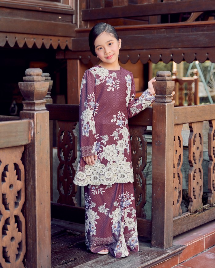 CELINA LACE KURUNG (KID) - MAROON