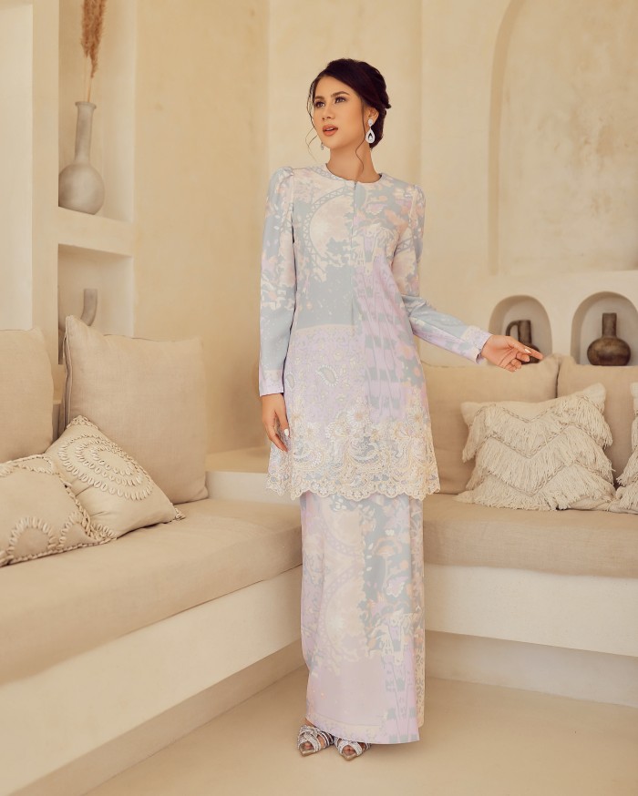 ALYSIA LACE KURUNG - GREYISH BLUE