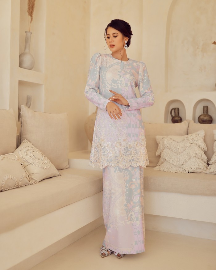 ALYSIA LACE KURUNG - GREYISH BLUE