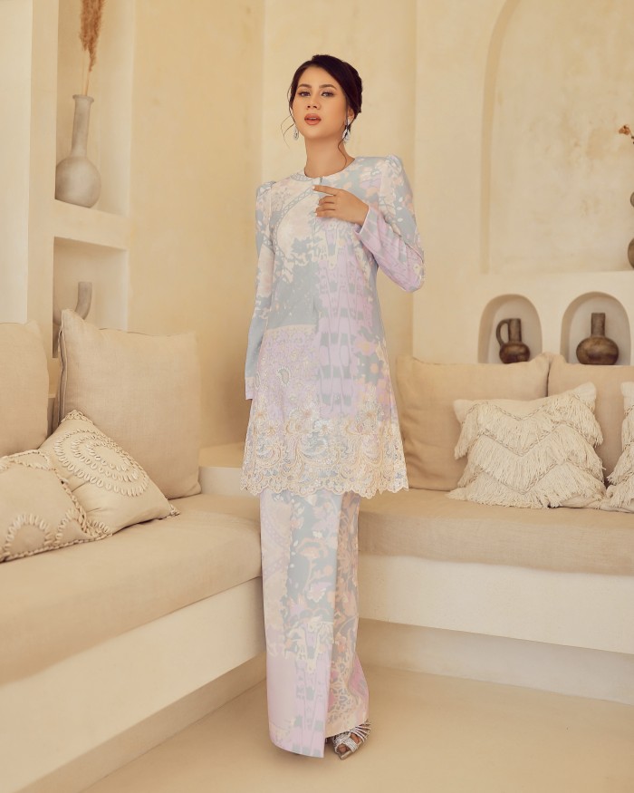 ALYSIA LACE KURUNG - GREYISH BLUE