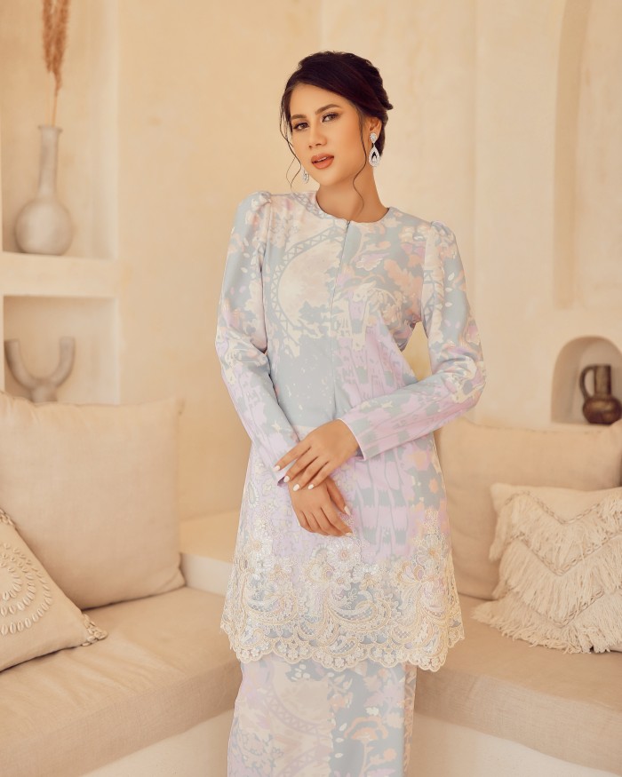 ALYSIA LACE KURUNG - GREYISH BLUE