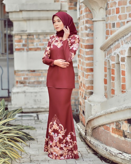 HAIDA MINI KURUNG - RED ORANGE