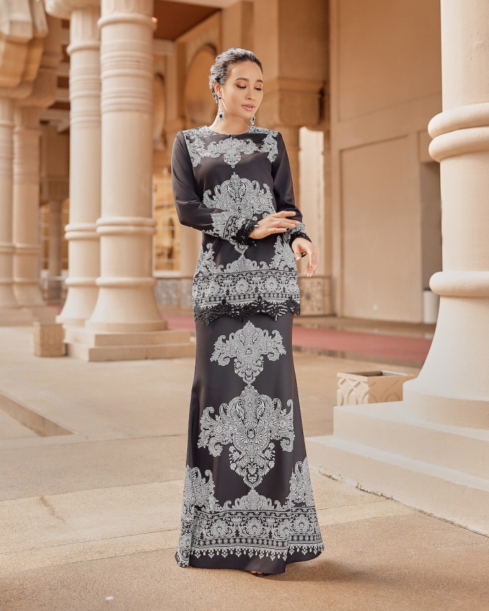 VIOLA LACE KURUNG - BLACK