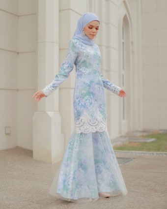 VICTORIA LACE KURUNG - TURQUOISE BLUE