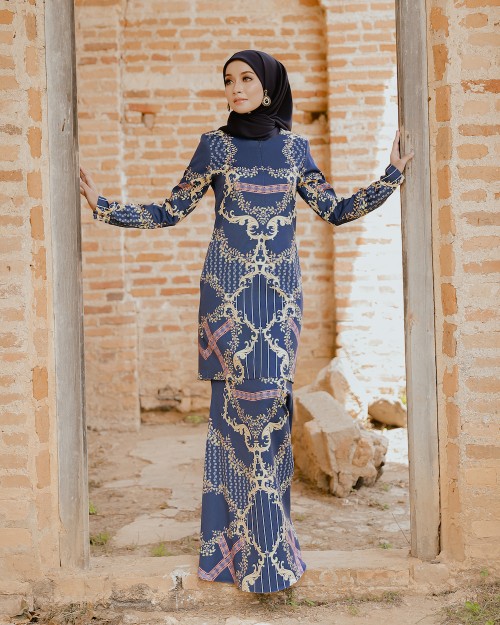 ZALENA PREMIUM KURUNG - NAVY