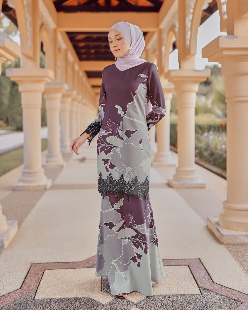 ZAHEERA LACE KURUNG - MAUVE PLUM