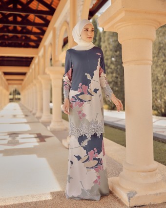 ZAHEERA LACE KURUNG - MIDNIGHT GREY