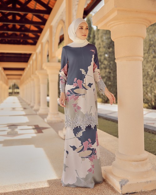 ZAHEERA LACE KURUNG - MIDNIGHT GREY