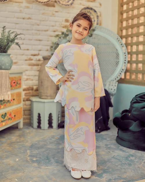 HANA LACE KURUNG (KID) - YELLOW PINK
