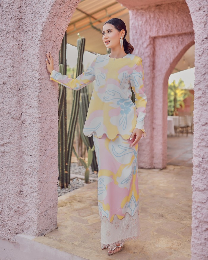 HANA LACE KURUNG - YELLOW PINK