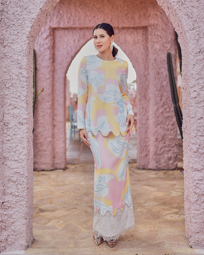 HANA LACE KURUNG - YELLOW PINK