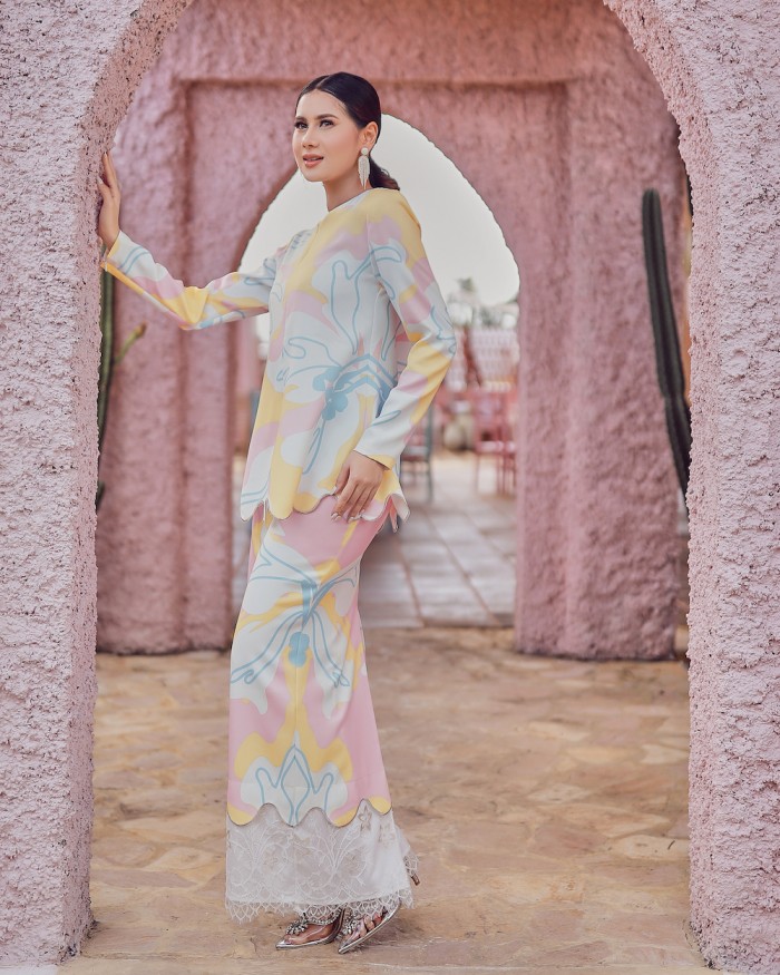 HANA LACE KURUNG - YELLOW PINK