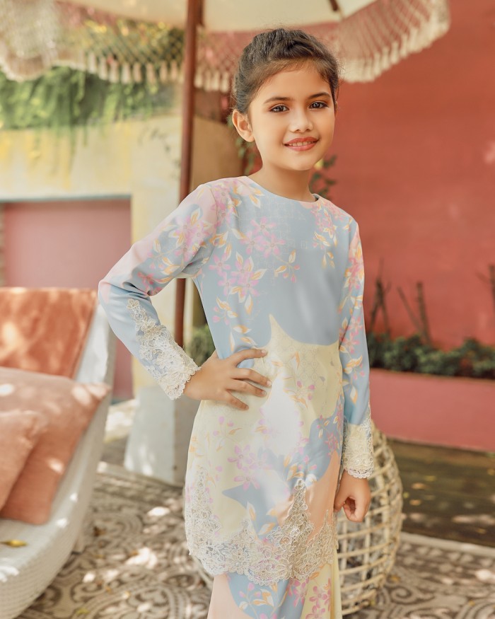 NIORA LACE KURUNG (KID) - BLUE PEACH