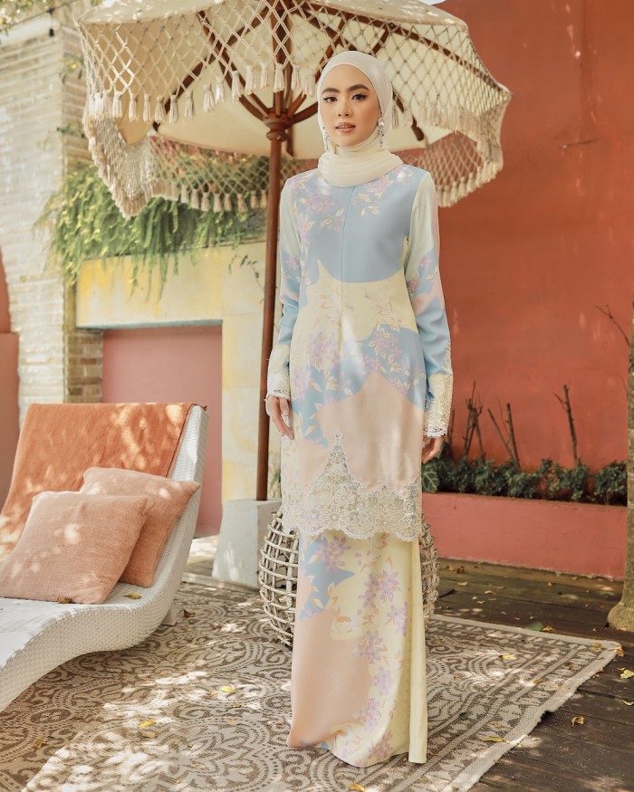 NIORA LACE KURUNG - BLUE PEACH