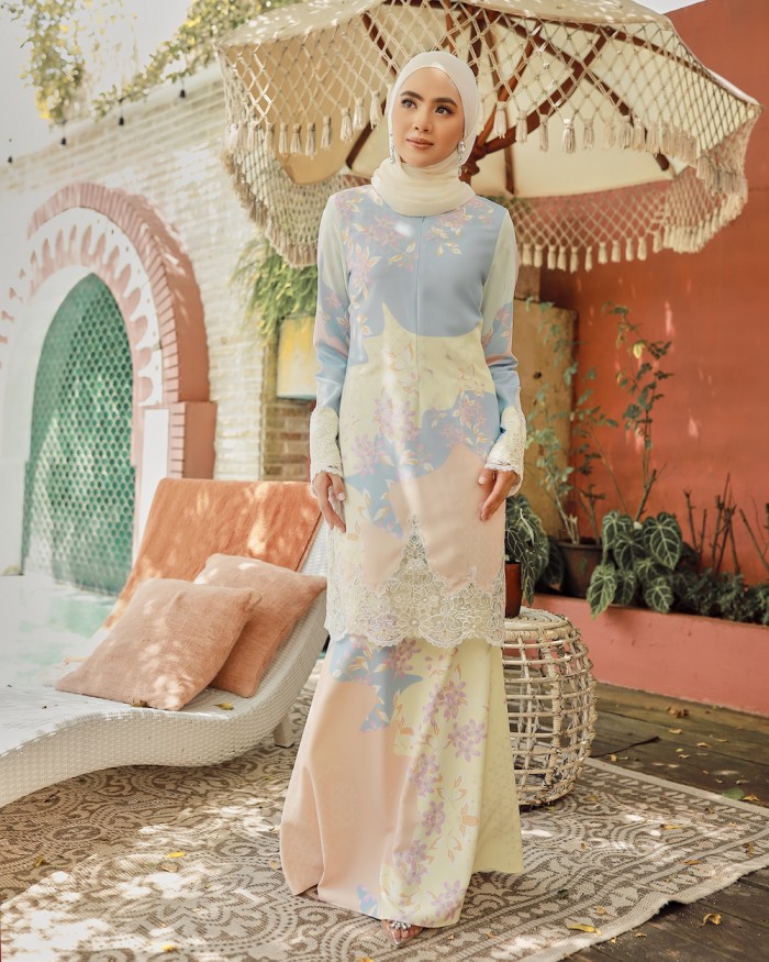 NIORA LACE KURUNG - BLUE PEACH