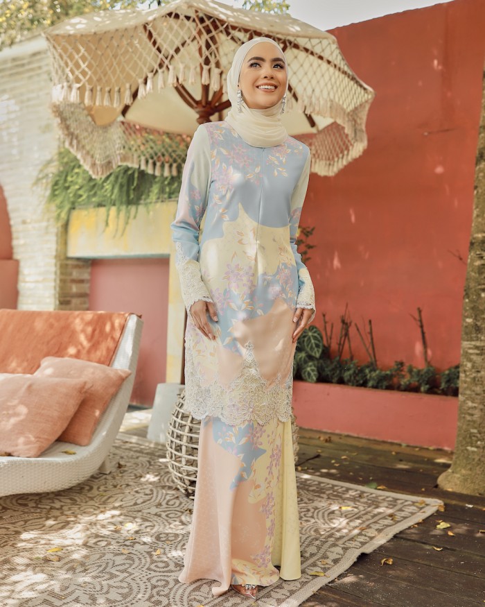 NIORA LACE KURUNG - BLUE PEACH