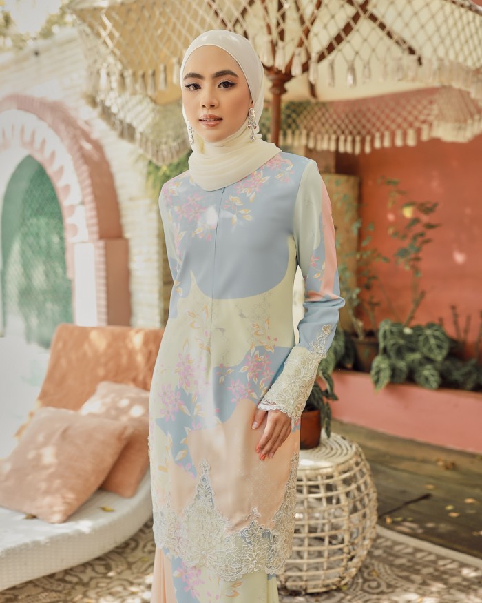 NIORA LACE KURUNG - BLUE PEACH