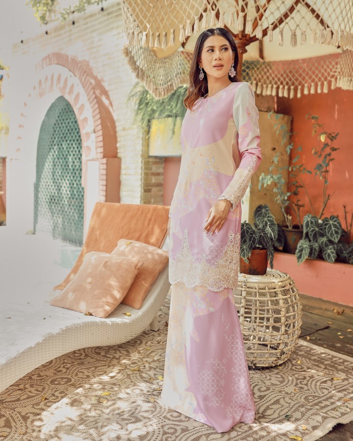 NIORA LACE KURUNG - PINK CREAM