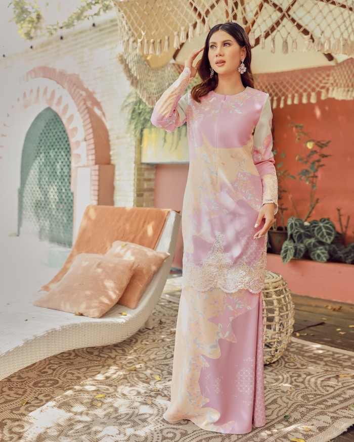NIORA LACE KURUNG - PINK CREAM