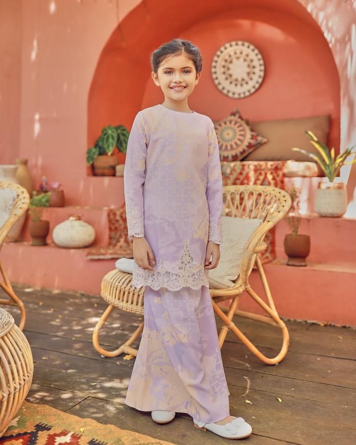 TIARA LACE KURUNG (KID) - PURPLE PINK