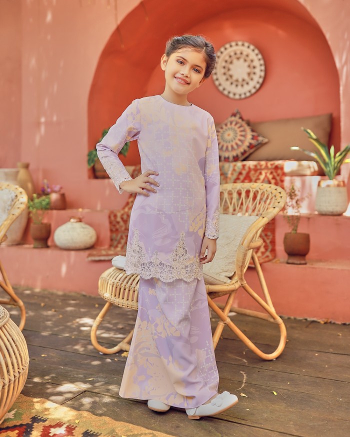 TIARA LACE KURUNG (KID) - PURPLE PINK