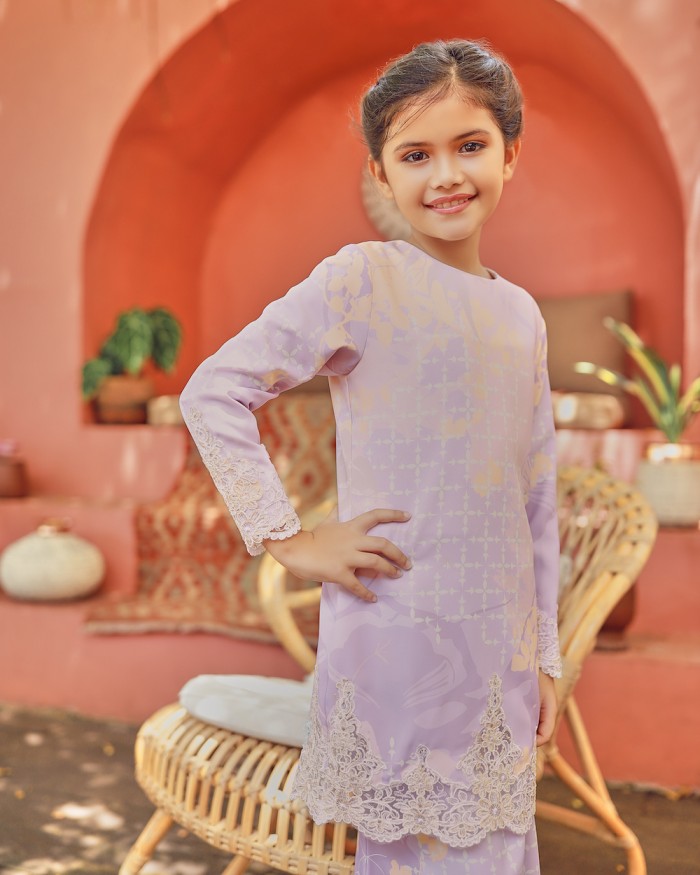 TIARA LACE KURUNG (KID) - PURPLE PINK