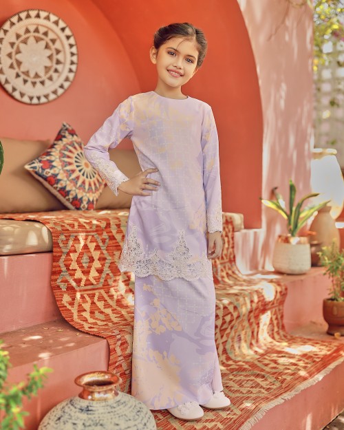 TIARA LACE KURUNG (KID) - PURPLE PINK