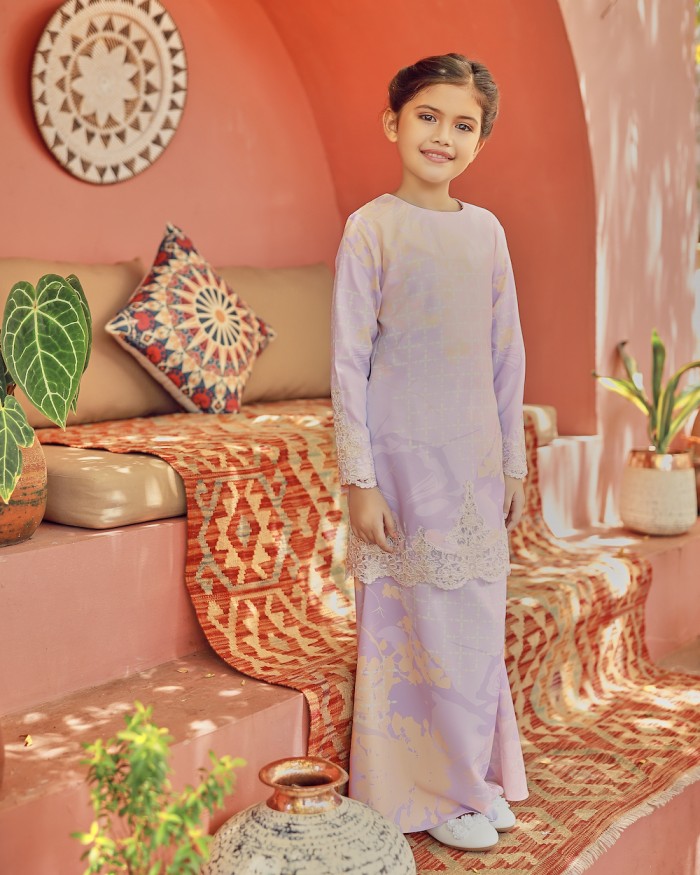 TIARA LACE KURUNG (KID) - PURPLE PINK