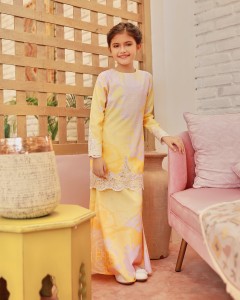 TIARA LACE KURUNG (KID) - YELLOW PINK