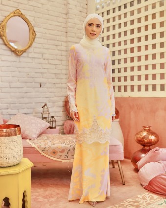 TIARA LACE KURUNG - YELLOW PINK