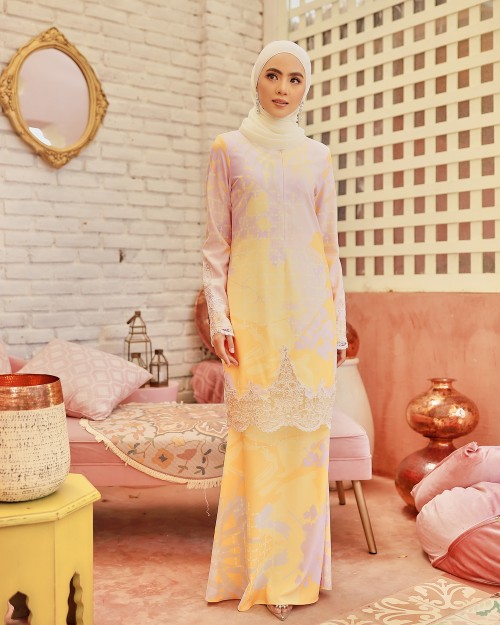 TIARA LACE KURUNG - YELLOW PINK