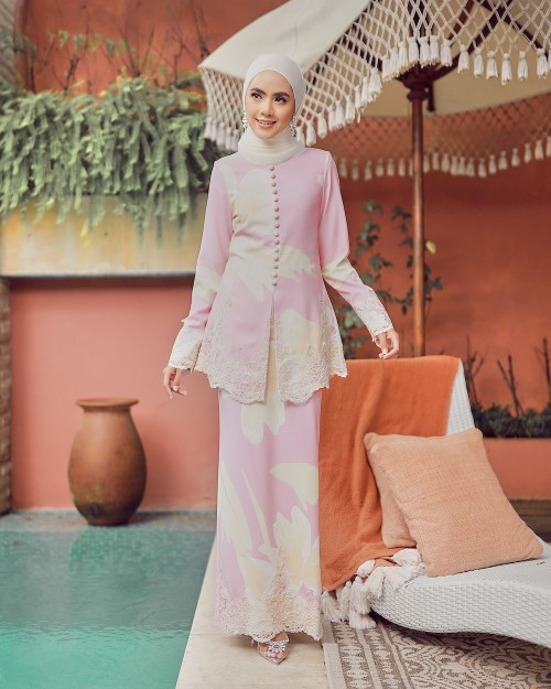 TISYA LACE KURUNG - LILAC PINK