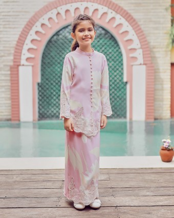 TISYA LACE KURUNG (KID) -LILAC PINK