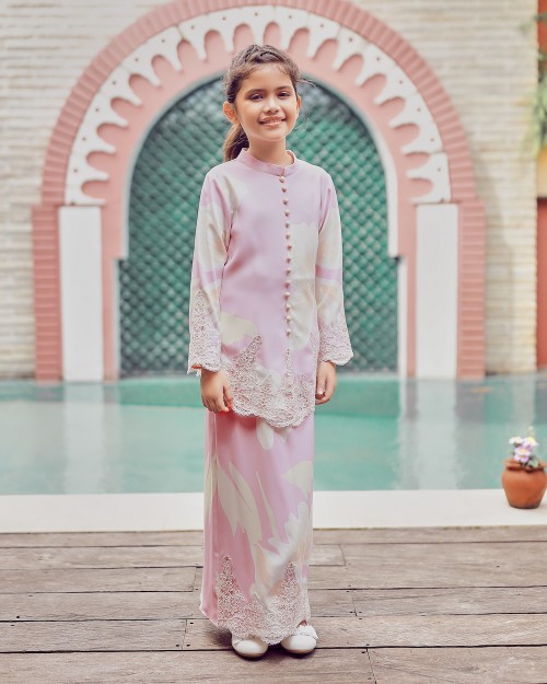 TISYA LACE KURUNG (KID) -LILAC PINK