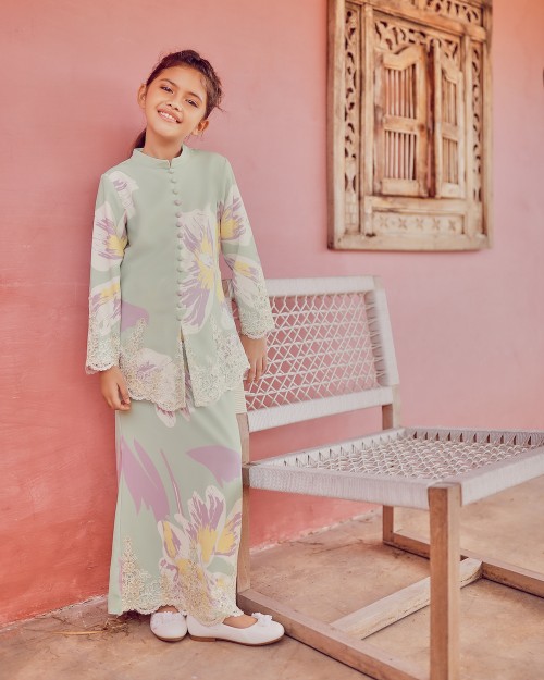 TISYA LACE KURUNG (KID) - MINT GREEN