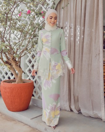 TISYA LACE KURUNG - MINT GREEN