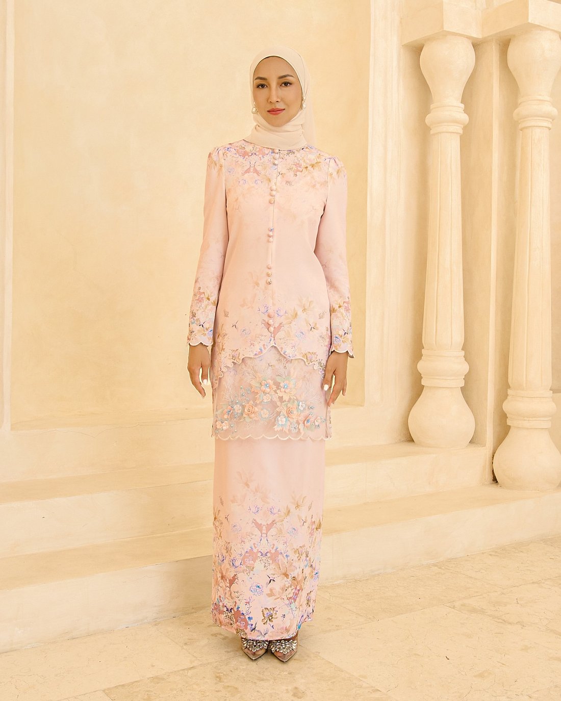 Jemels | Modern Kurung | Baju Kurung | Baju Melayu | THEME COLORS PINK /  PEACH MYRANA KURUNG - ROSE GOLD
